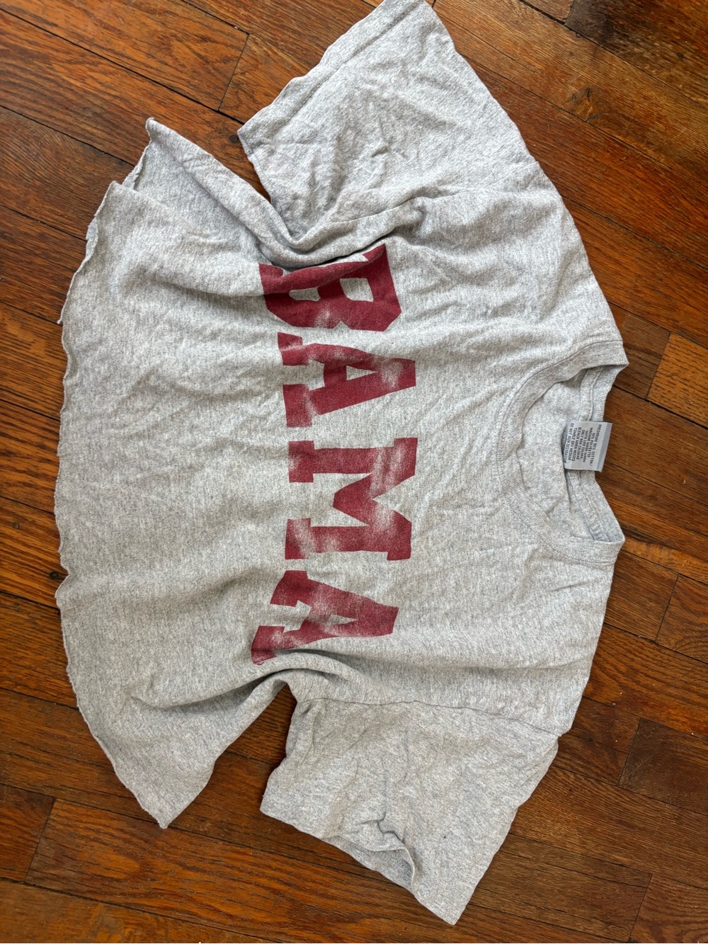Gray 'BAMA' Graphic Tee with Maroon Lettering
